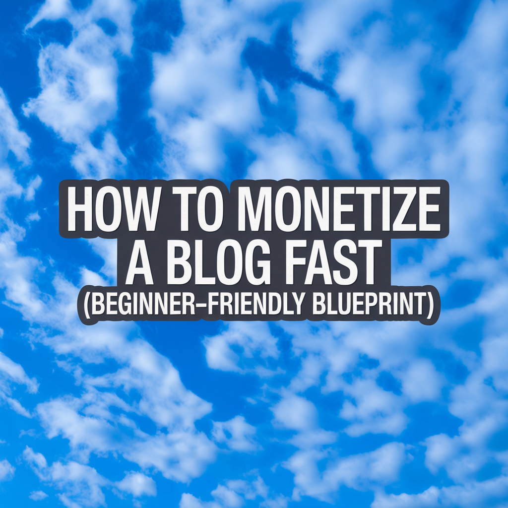 How to Monetize a Blog Fast (Beginner-Friendly Blueprint