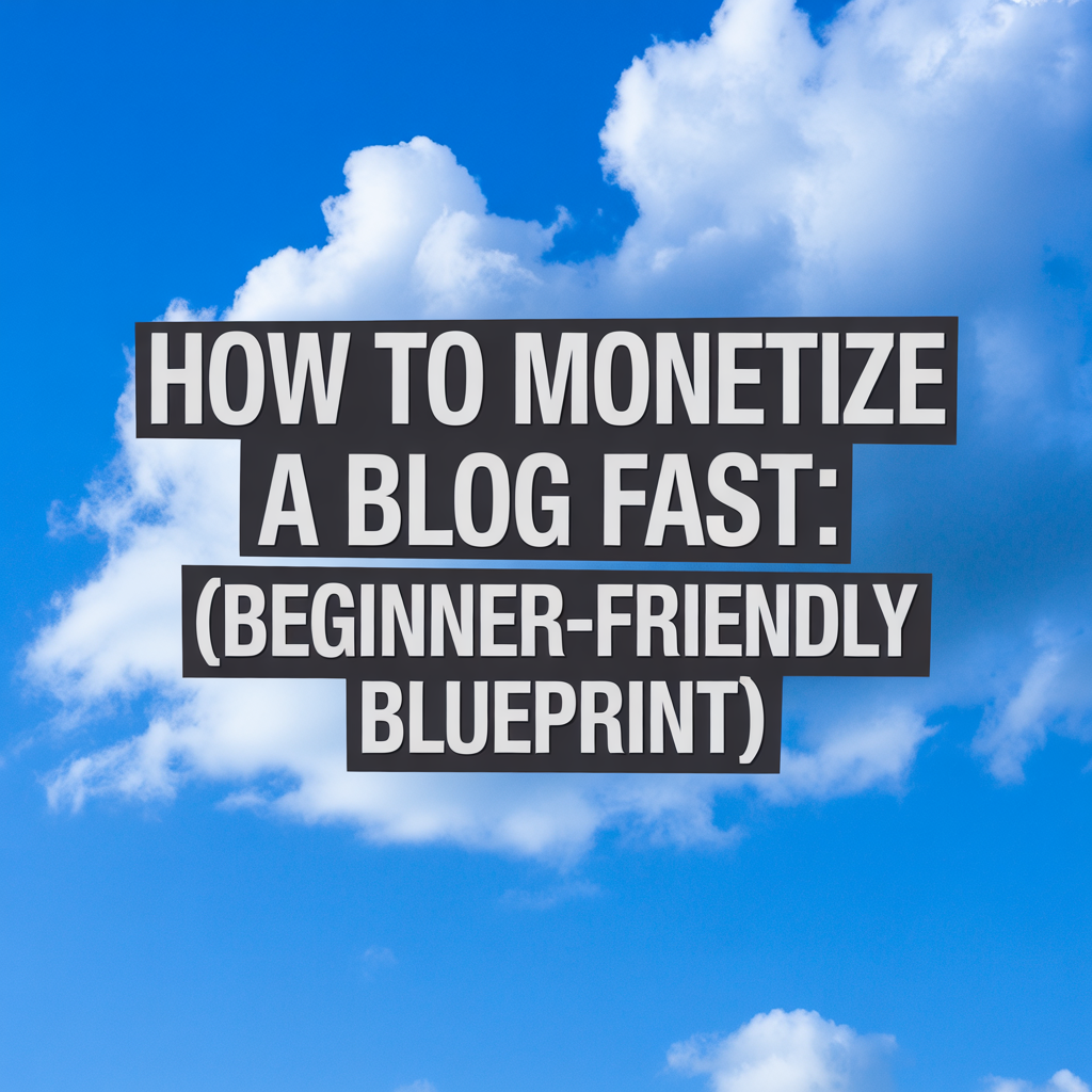 How to Monetize a Blog Fast (Beginner-Friendly Blueprint