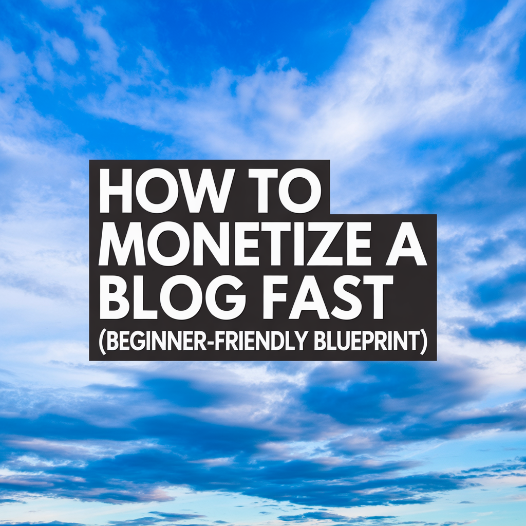 How to Monetize a Blog Fast (Beginner-Friendly Blueprint